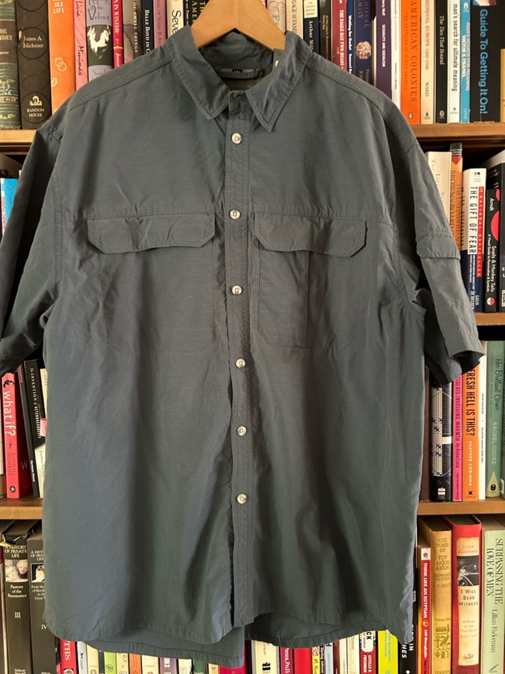 REI Dark Gray Hunting Hiking Fishing Travel UPF 40+ Short Sleeve Vented Shirt XL